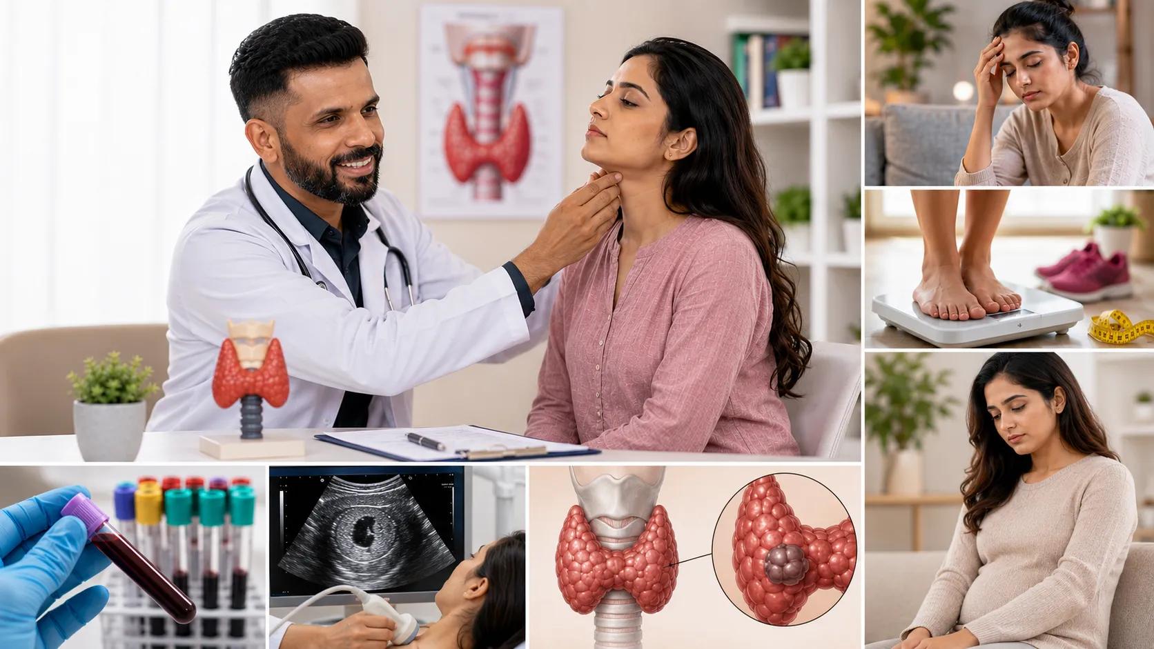 Thyroid specialist examining a woman in Punjab